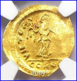 Maurice Tiberius AV Semissis Gold Angel Byzantine Coin 582-602 AD. NGC Choice AU