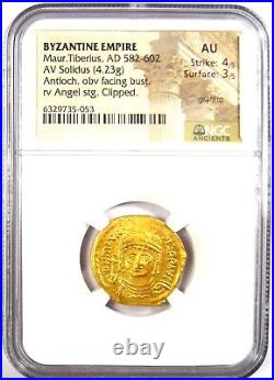 Maurice Tiberius AV Solidus Gold Byzantine Coin 582-602 AD Certified NGC AU