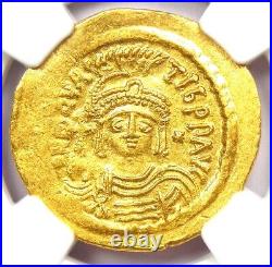 Maurice Tiberius AV Solidus Gold Byzantine Coin 582-602 AD NGC Choice AU