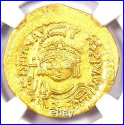 Maurice Tiberius AV Solidus Gold Byzantine Coin 582 AD Certified NGC Choice AU