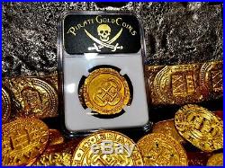 Mexico 1715 Fleet Shipwreck 8 Escudos Ngc 62 Pirate Gold Treasure Cob Coins