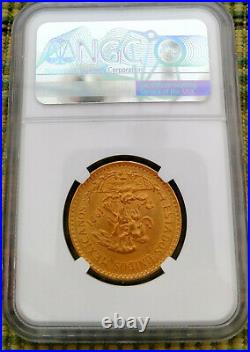 Mexico 1921/11 Overdate GOLD 20 Pesos Coin AZTEC CALENDAR MS-63 NGC 2116643-002