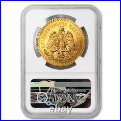 Mexico 1947 Gold 50 Peso NGC Gem Uncirculated gem graded 1.2057 oz AGW coin