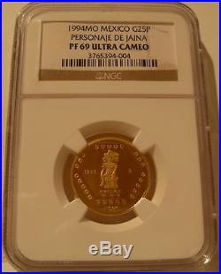 Mexico 1994MO Gold 1/4 oz 25 Pesos NGC PF-69UC Personaje De Jaina