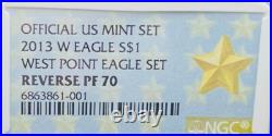 Mint Rev Proof 2013 W $1 Silver Eagle NGC PF70 UC OFFICIAL US MINT SET Gold Star Mint Rev Proof 2013 W $1 Silver Eagle NGC PF70 UC OFFICIAL US MINT SET Gold Star