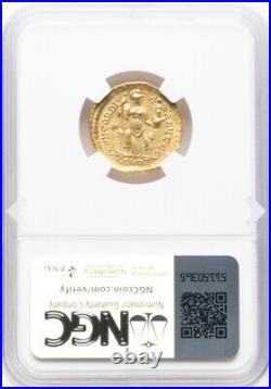 NGC AU GOLD Theodosius II 402-450 AD Eastern Roman Empire, AV Solidus 5/5 Coin
