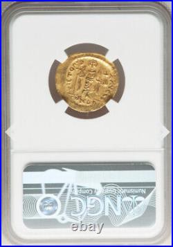 NGC Ch AU GOLD Maurice Tiberius 582-602 AD, Byzantine Empire, Angel Solidus Coin