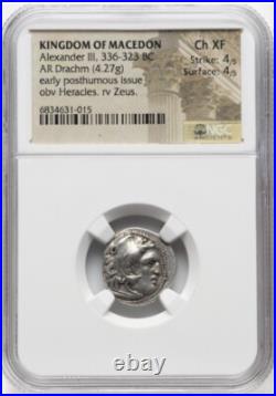 NGC Ch XF Alexander the Great III 336-323 BC, Kingdom Macedon Choice Drachm Coin