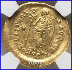 NGC Ch XF GOLD Anastasius I 491-518 AD, Byzantine Empire, AV Solidus Angel Coin