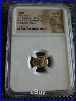 NGC GRADED LYDIA GOLD COIN 610-546 BC EL THIRD STATER 4.7g 1 OF THE OLDEST COINS