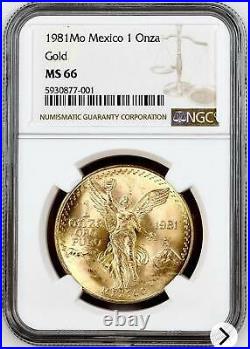 NGC MS66 1981-Mo MEXICO GOLD 1 ONZA LIBERTAD GEM BU COIN WITH NICE BRIGHT LUSTER