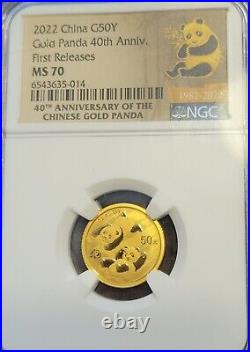 NGC MS70 2022 50 Yuan China 3g panda Gold Coin panda 3g Gold Coin