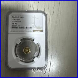 NGC MS70 Undated, Gold, 1/200 oz, Jolly Roger, Private Issue Variety