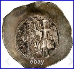 NGC MS Byzantine Isaac II GOLD EL Aspron Trachy Coin 1185-1195 AD Virgin Angel