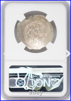 NGC MS Byzantine Isaac II GOLD EL Aspron Trachy Coin 1185-1195 AD Virgin Angel