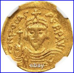 NGC VF GOLD Phocas 602-610 AD, Byzantine Roman Empire, AV Solidus Angel Coin