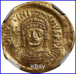 NGC XF GOLD Justinian I the Great 527-565 AD, Byzantine Empire, AV Solidus Coin
