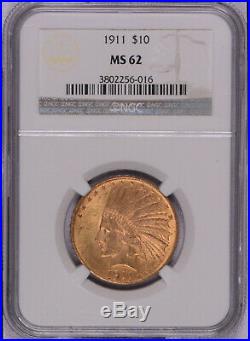 NGC graded 1911 GOLD Indian Head Eagle $10 Coin CERTIFIED MS62