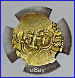 Nd(1556-1598)b Spain Felipe II Gold Cob 1 Escudo Ngc Vf-details L@@k