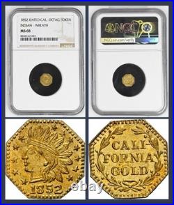New Variety! 1852 California Fractional Gold / MS68 NGC / Cali-fornia / Top Pop