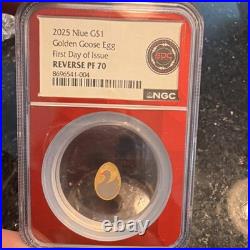 Niue 2025 Golden Goose Egg 1g Gold. 9999 Proof NGC Reverse PF 70 Coin