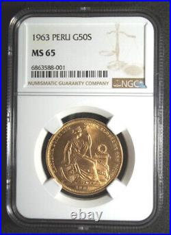 PERU 50 SOLES GOLD 1963 NGC MS65 0.6773 oz troy AGW KM-230