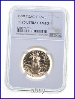 PF70 UCAM 1990-P $25 American Gold Eagle Graded NGC 5887