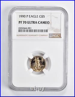 PF70 UCAM 1990-P $5 American Gold Eagle 1/10 Oz. 999 Fine Gold NGC 1578