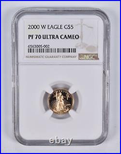 PF70 UCAM 2000-W $5 American Gold Eagle 1/10 Oz. 999 Fine Gold NGC 2351