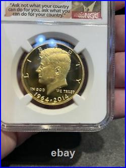 PF70 UCAM 2014-W Kennedy Gold Half Dollar High Relief 50th Anniv NGC