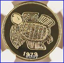 Panama 1979 FM 100 Balboas Turtle Proof Gold Coin NGC PF69 UC 0.2361 Oz AGW