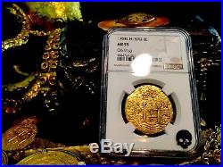 Peru 1703 8 Escudos Ngc 55 Rare-only 2 Kn 1715 Fleet Gold Doubloon Treasure Coin