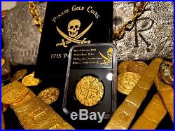 Peru 1708 8 Escudos Ngc Gold Plt 1715 Shipwreck Pirate Treasure Coin Jewelry
