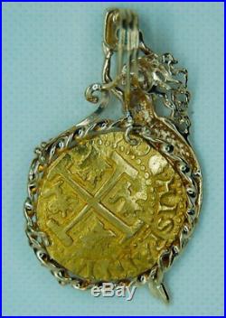 Peru 1715 Fleet Emeralds 8 Escudos Pendant Necklace Jewelry Pirate Gold Coins
