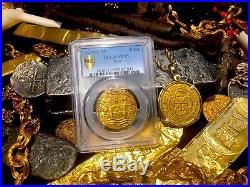 Peru 8 Escudos 1711 1715 Fleet Pirate Gold Coins Shipwreck Treasure Doubloon