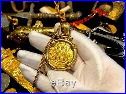 Peru 8 Escudos 1715 Fleet Pendant Jewelry Pirate Gold Coins Shipwreck Treasure