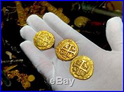 Peru 8 Escudos 1741 Raw Bold Details Pirate Gold Coins Treasure Jewelry Cob