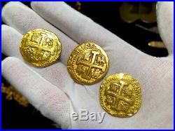 Peru 8 Escudos 1741 Raw Bold Details Pirate Gold Coins Treasure Jewelry Cob