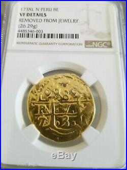 Peru Lima 8 Escudos 173X Shipwreck gold coins NGC 4485346-003 Rare Treasure