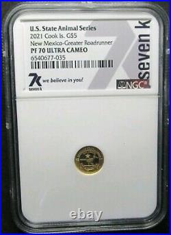 Pf70 Ngc New Mexico Roadrunner 1/2 Gram. 9999 Pure Gold Coin 2021