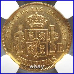 Philippines 1868 Gold 4 Pesos NGC MS-61