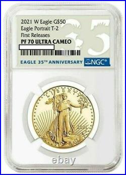 PreSale 2021 W $50 1 Oz GOLD AMERICAN EAGLE PROOF COIN Type 2 NGC PF70 ER or FR