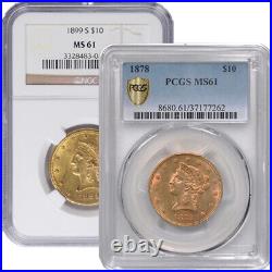 Pre-33 $10 Liberty Gold Eagle Coin (MS61, PCGS or NGC)