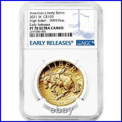 Presale 2021-W Proof $100 American Gold Liberty High Relief 1oz NGC PF70UC ER