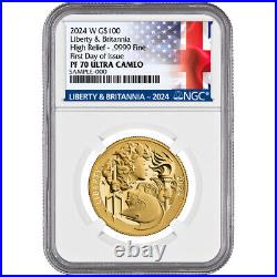 Presale 2024-W Proof $100 Gold Liberty & Britannia 1 oz NGC PF70UC FDI Libe