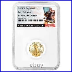Presale 2024-W Proof $5 American Gold Eagle 1/10 oz NGC PF70UC ER Black Label