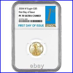 Presale 2024-W Proof $5 American Gold Eagle 1/10 oz NGC PF70UC FDI First Label