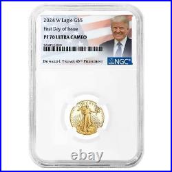 Presale 2024-W Proof $5 American Gold Eagle 1/10 oz NGC PF70UC FDI Trump Label