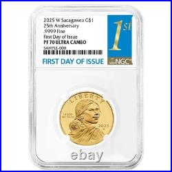 Presale 2025-W Proof $1 Gold Sacagawea Dollar 25th Anniversary NGC PF70UC F Presale 2025-W Proof $1 Gold Sacagawea Dollar 25th Anniversary NGC PF70UC F
