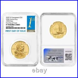 Presale 2025-W Proof $1 Gold Sacagawea Dollar 25th Anniversary NGC PF70UC F Presale 2025-W Proof $1 Gold Sacagawea Dollar 25th Anniversary NGC PF70UC F
